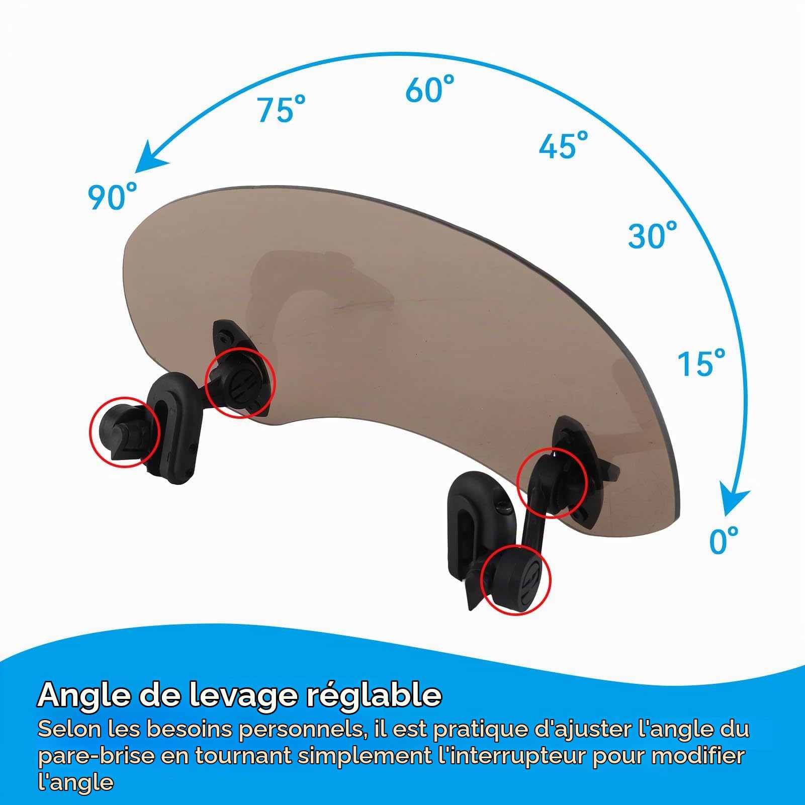 Pare-Brise de Moto, 285 x 125 mm/11,2 x 4,9 Pouces Pare-Brise à Clip réglable Universel Déflecteur de Vent d'extension de Moto pour Accessoires de Pare-Brise