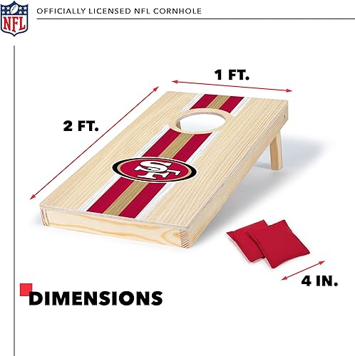 Miniatura 5 de NFL Football - Juego de Cornhole de madera maciza portátil de 1 x 2 pies con impresión directa HD gráficos del equipo, tamaño de viaje
