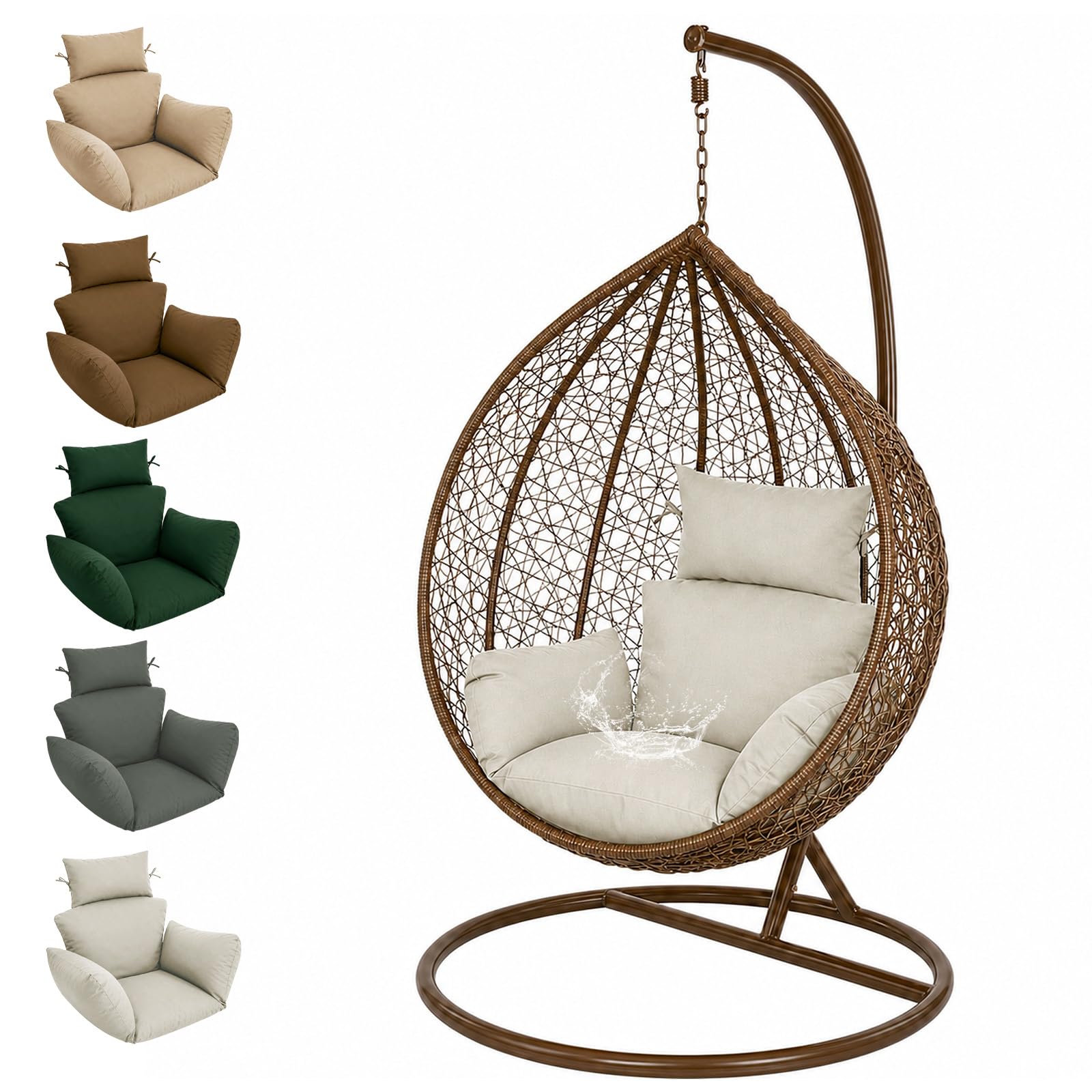 Coussin de balancelle Suspendue pour l'extérieur, Coussin de Jardin avec Appui-tête, Coussin d'assise intérieur pour balancelle, hamac Suspendu, Coque Suspendue, Coussin de balancelle pour hamac
