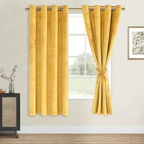 Miniatura 85 de DWCN Cortinas de Terciopelo - Cortinas de Ventana que Oscurecen la Habitación y Bloquean la Luz para Cuarto de Bebé, Dormitorio, Sala de Estar,