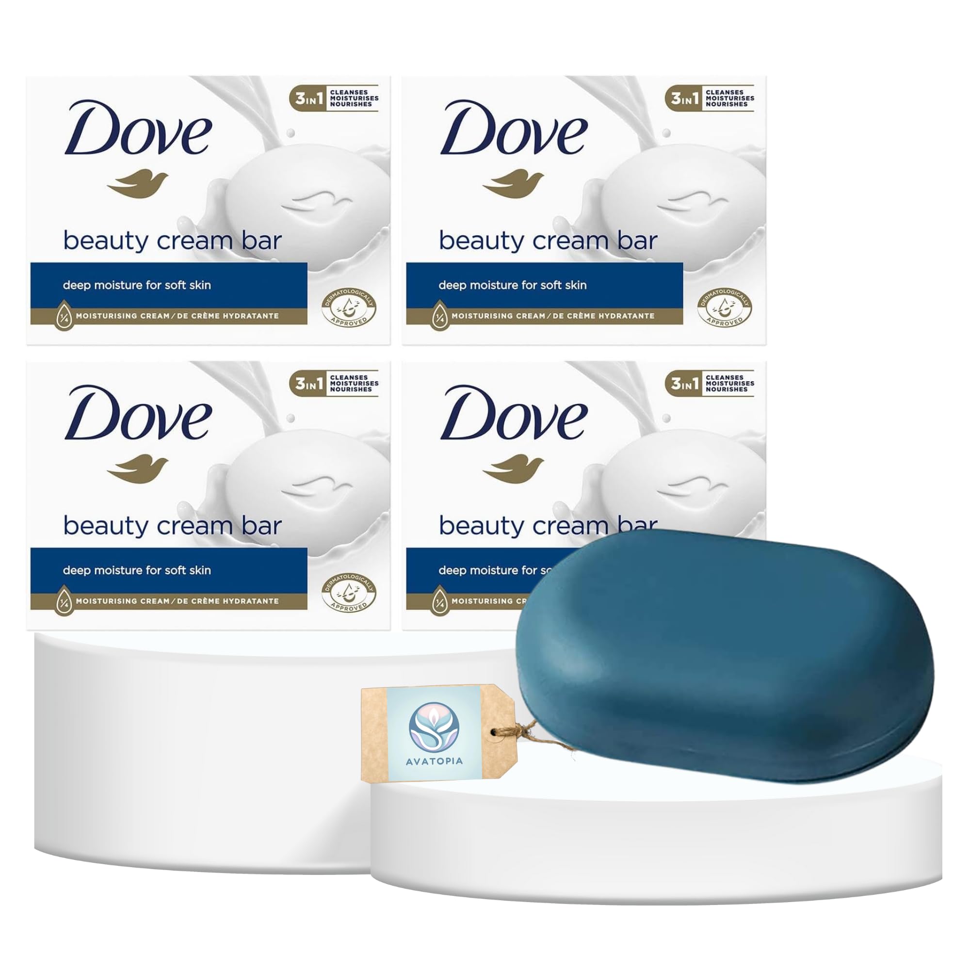 Original Beauty Cream Soap Bars Multipack 4x90g, 3-in-1 Cleanses, Moisturises & Nourishes