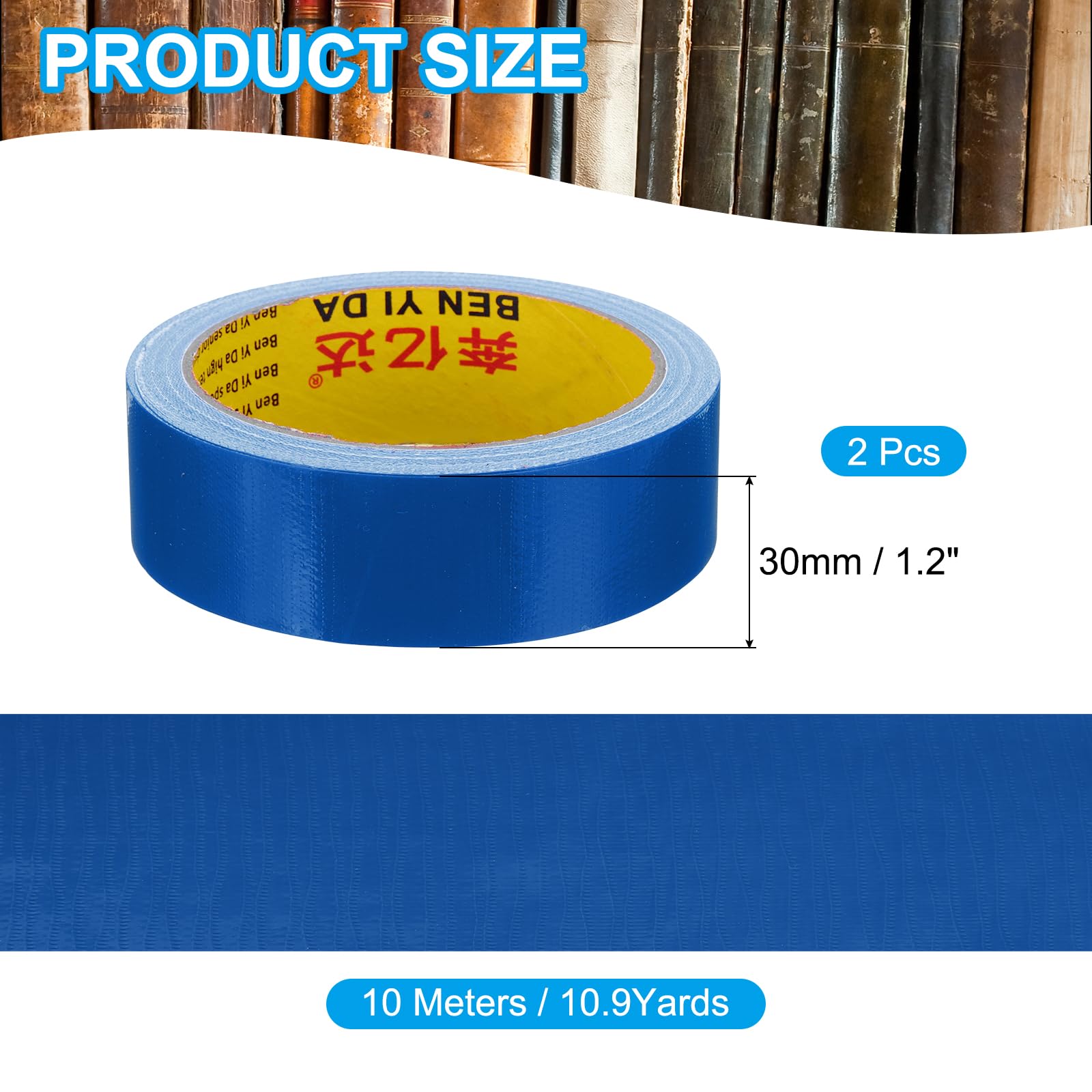 PATIKIL Nastro Per Rilegatura 1.2"x0.01" 22 Iarde Totali 2 Rotoli Nastro Di Tessuto Per Riparazione Libri Nastro Autoadesivo Per Riparare Libri Vecchi Blu