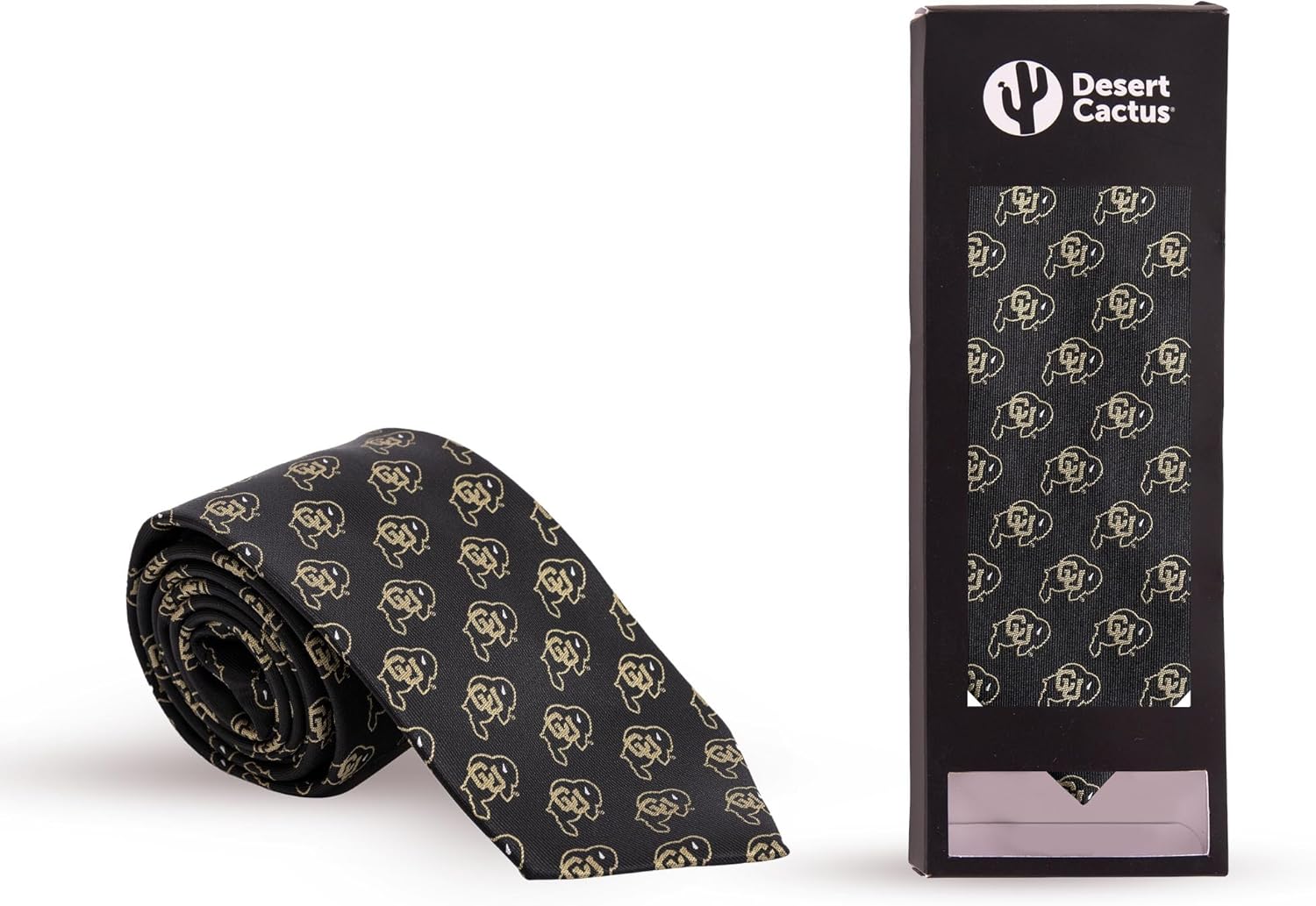 Desert Cactus University of Colorado - Boulder Neck Tie UC - Boulder Buffaloes CU Buffs 100% Polyester Necktie with Logo, Officially Licensed (Style B) - Image 4