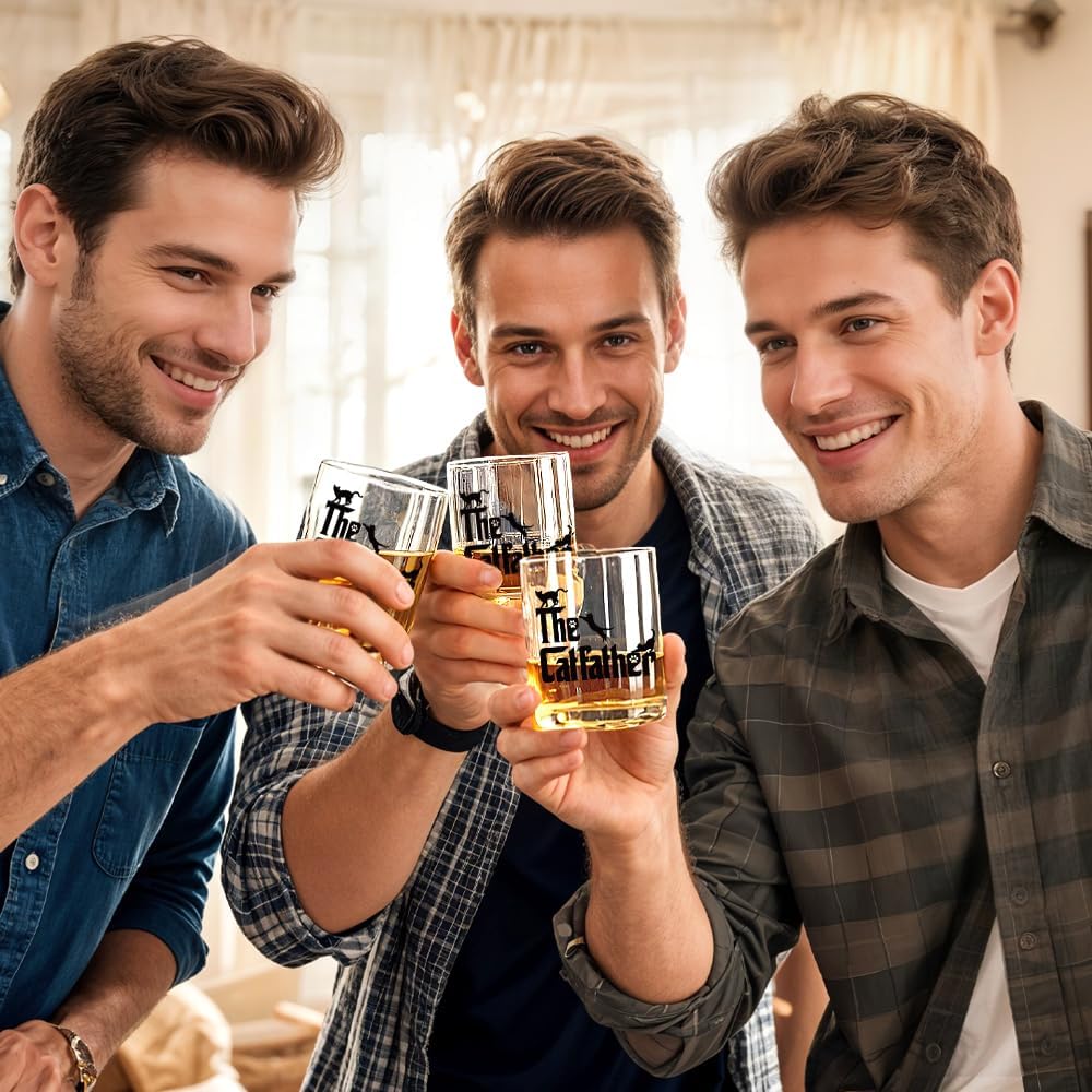 RZHV The Catfather Black Cat Old Fashioned Whiskey Glass, Funny Father's Day Anniversary Birthday Gift for Men Husband Dad Uncle Grandpa Friends Coworkers Cat Lover - Image 5