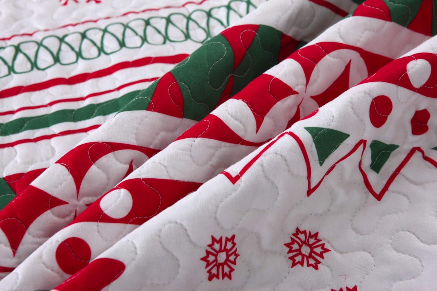 MarCielo 3 Piece Christmas Quilt Set Bedspread Throw Blanket for Kids Adult Teens Boys Girls Bed Printed Bedding Lightweight Coverlet Comforter Set, Snowflake (Full/Queen)