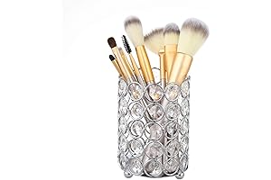 Feyarl Crystal Makeup Brush Holder: Elegant Home & Office Organizer