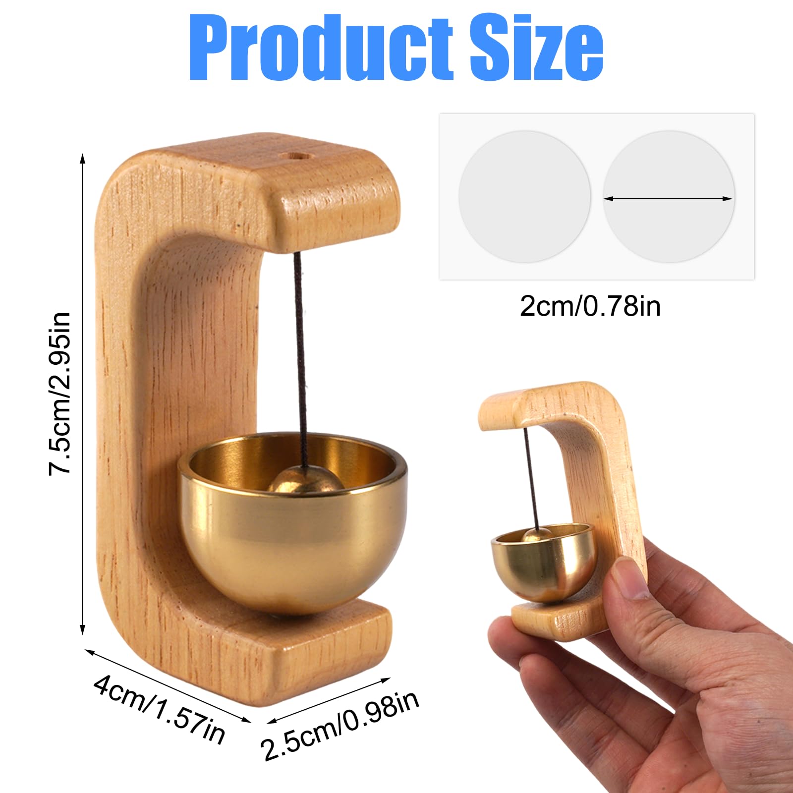 Timbre Magnético para Comerciantes, Timbre Magnético Puerta con Cinta de Doble Cara, Campanilla de Tienda de Madera en Forma de C para Decoración Hogar, Tienda, Refrigerador, Puertas, Entrada — view 2
