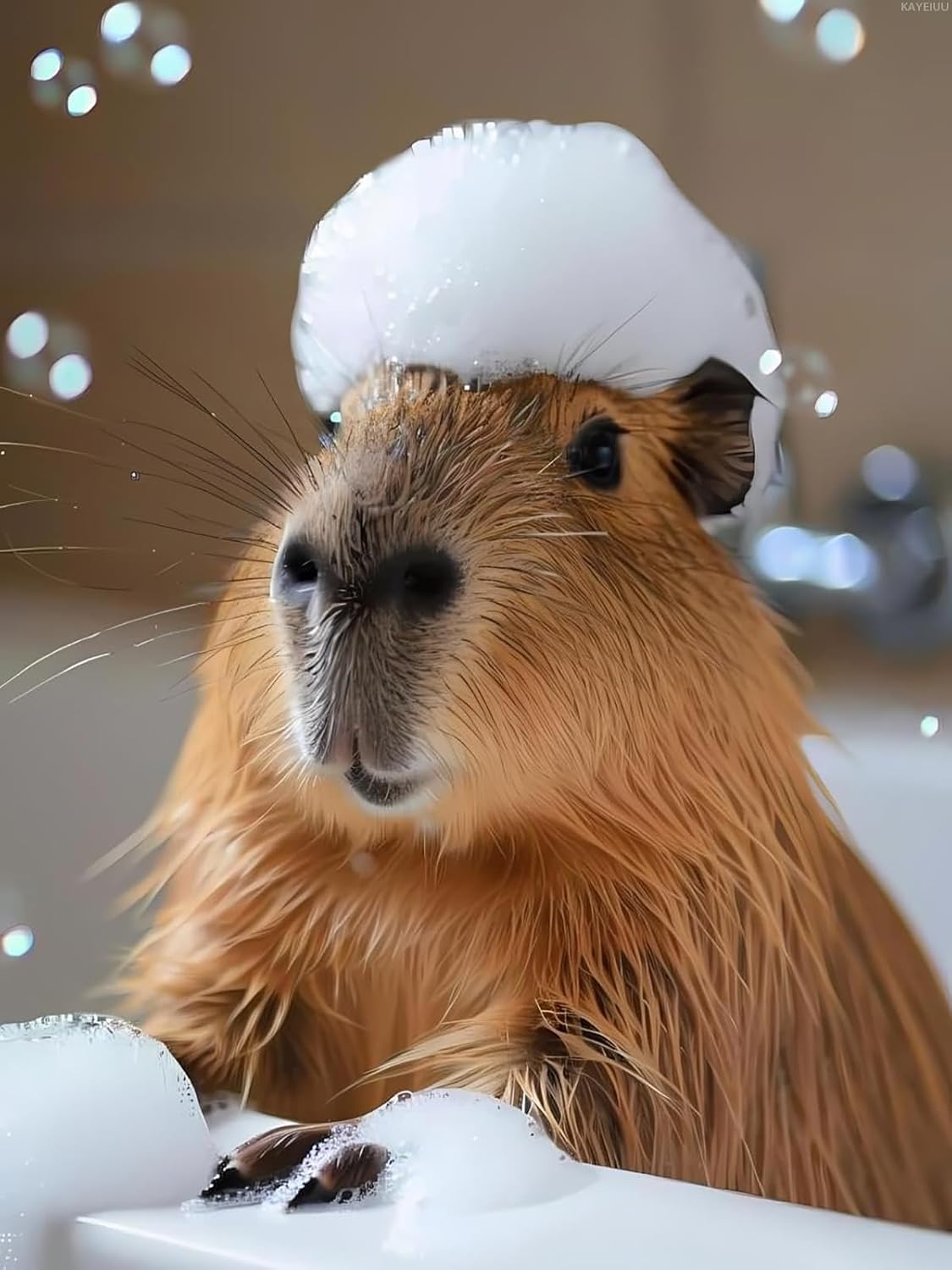 KAYEIUU Diamond Painting Kit Capybara in The Bathtub 5D Full Round Diamond Art for Adults with DIY Accessories, Home Wall Decor Premium Gift 12x16 inch