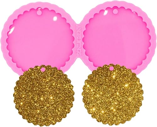 Aretes redondos superbrillantes con borde ondulado, moldes de resina para fundición de resina, hechos a mano, joyería de moda, moldes de silicona de