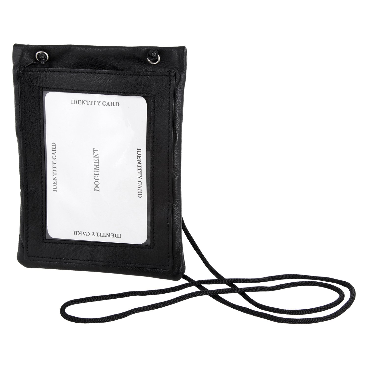 Brustbeutel Leder - groß - Schwarz Braun Vintage Geldbeutel Geldbörse Umhängen Sichtfenster Mädchen Jungen Junge Kinder Busausweis Kleingeld Geldbeutel Sichtfach Reißverschluss RFID Reise