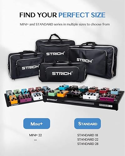 Miniatura 7 de STRICH Pedal de guitarra de aleación de aluminio, 2.65 libras, efecto ligero, pedalera de 22 x 12.5 pulgadas con bolsa de transporte, estándar 22