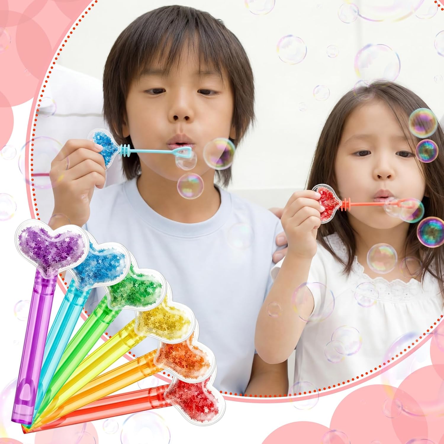 Jenaai 30 Pcs Heart Glitter Bubble Wands Mini Bubble Toys Bulk for Kids Wedding Bubbles for Guests Birthday Goodie Bag Stuffers Classroom Exchange Prizes Easter Party Supplies