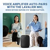 Vista 6 de Bluetooth Voice Amplifier with Wireless Lavalier Lapel Microphone for Teachers, Portable Speaker Clip-On Microphone, Mini Megaphone PA System for