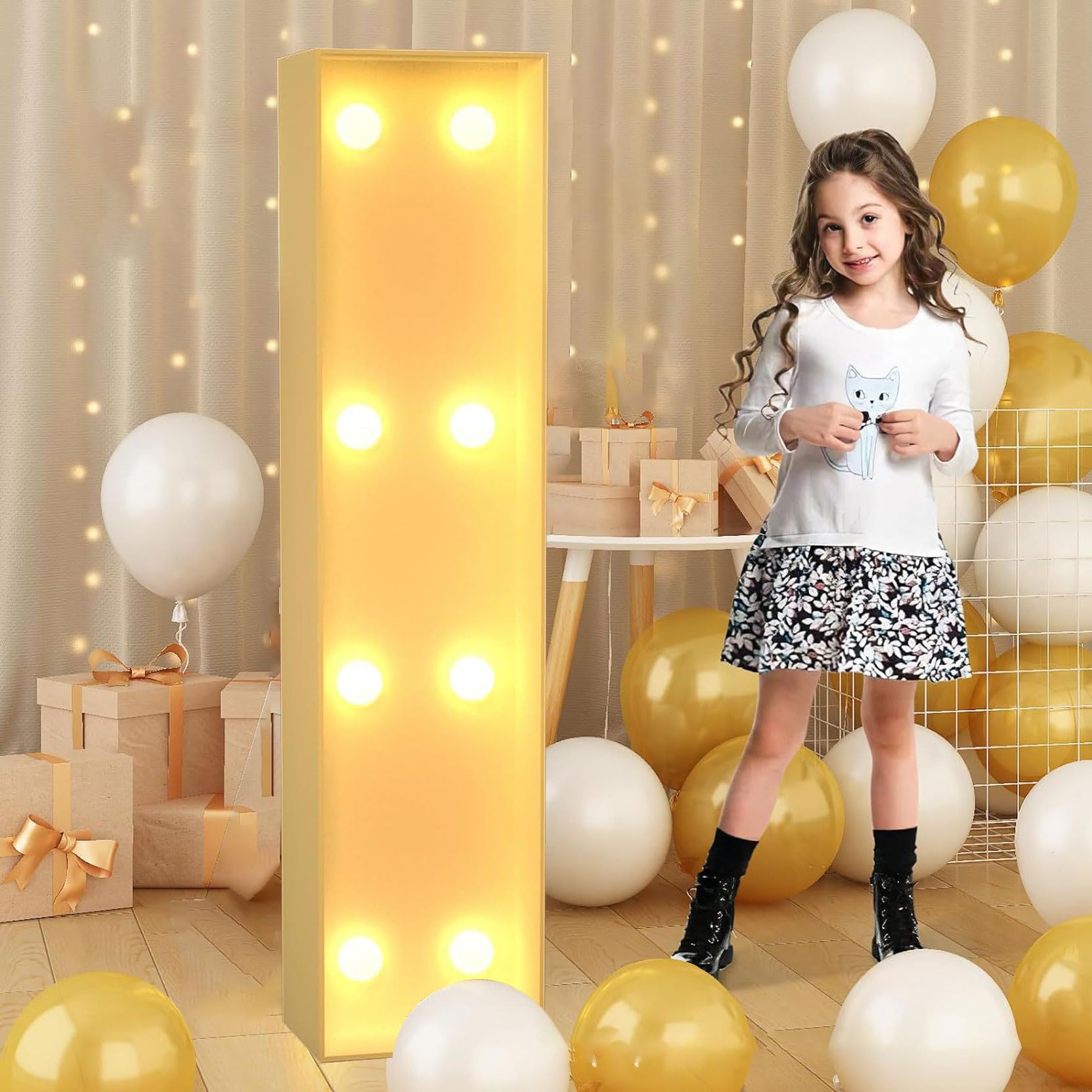 120cm-4ft Giant LED Light Up Letter I, Mosaic Marquee Light Up Sign, LED Letters Lamps for Valentine's Day Birthday Christmas New Year
