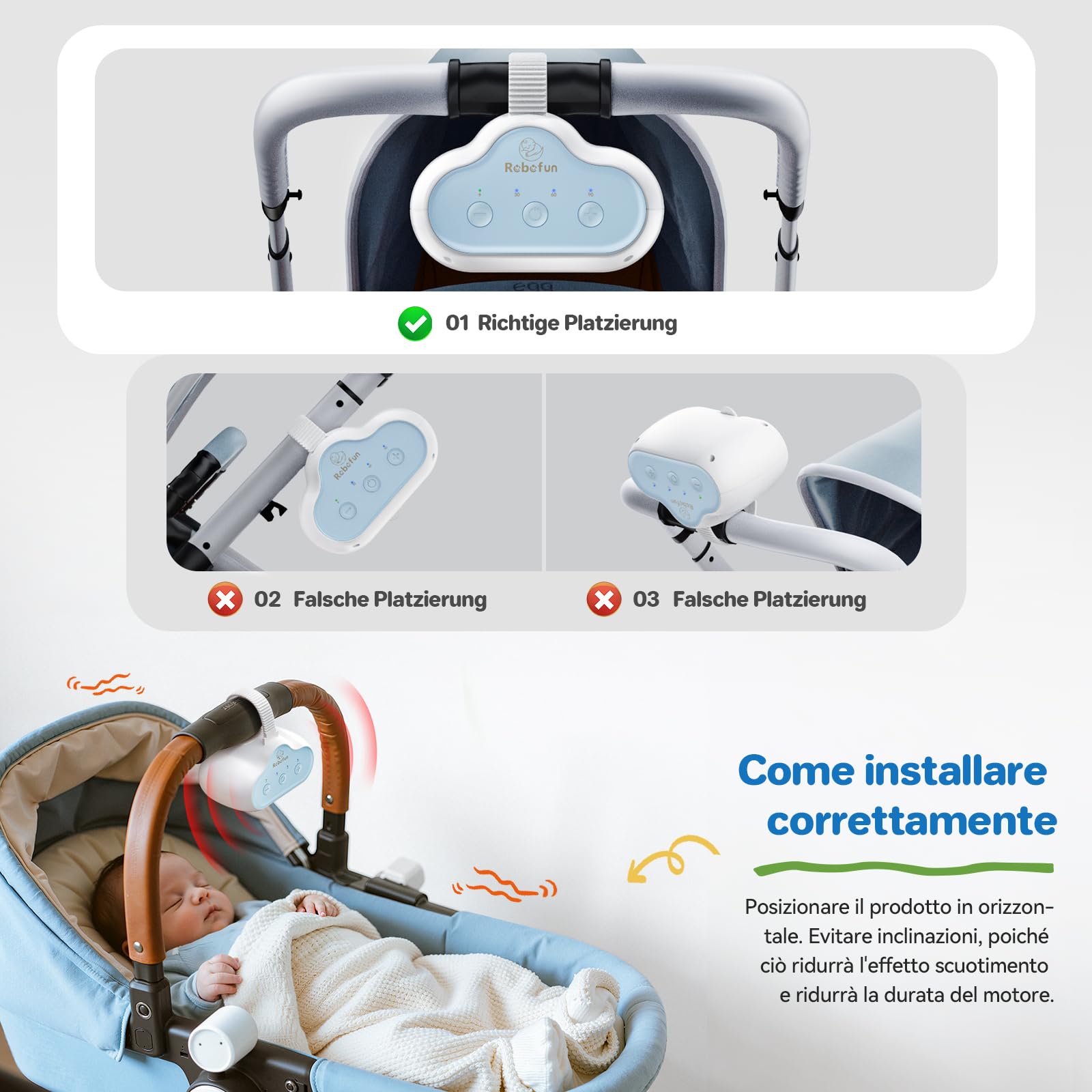 Robofun Passeggino Rocker Originale Dispositivo Automatico per Cullare con Timer Universale