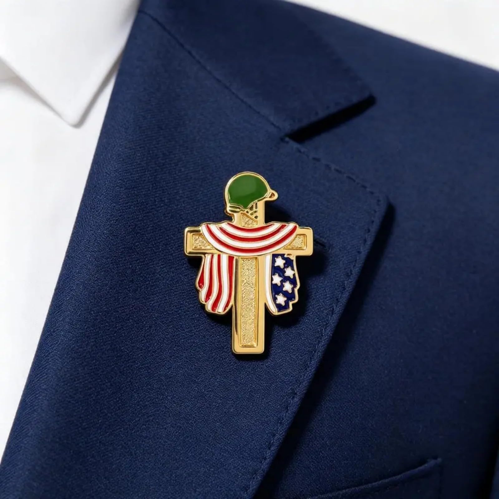 Pin de cruz patriótica de perfil delgado con cierre de dos vías, coleccionables patrióticos, perfecto para mochilas, chaquetas y gorras, insignia de la bandera de Estados Unidos