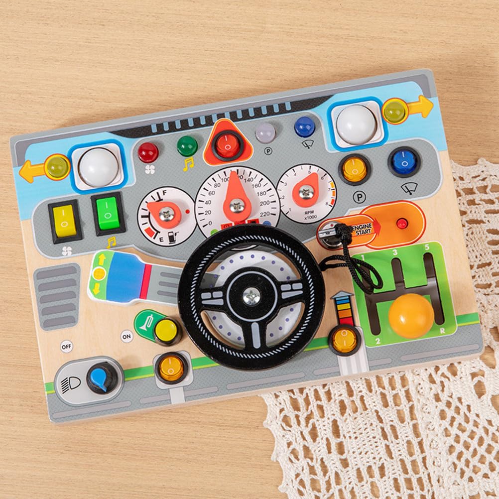 Holz-Busyboard-Lenkspielzeug, Fahrsimulator-Spielzeug, Montessori-Sinnesbildungsspielzeug