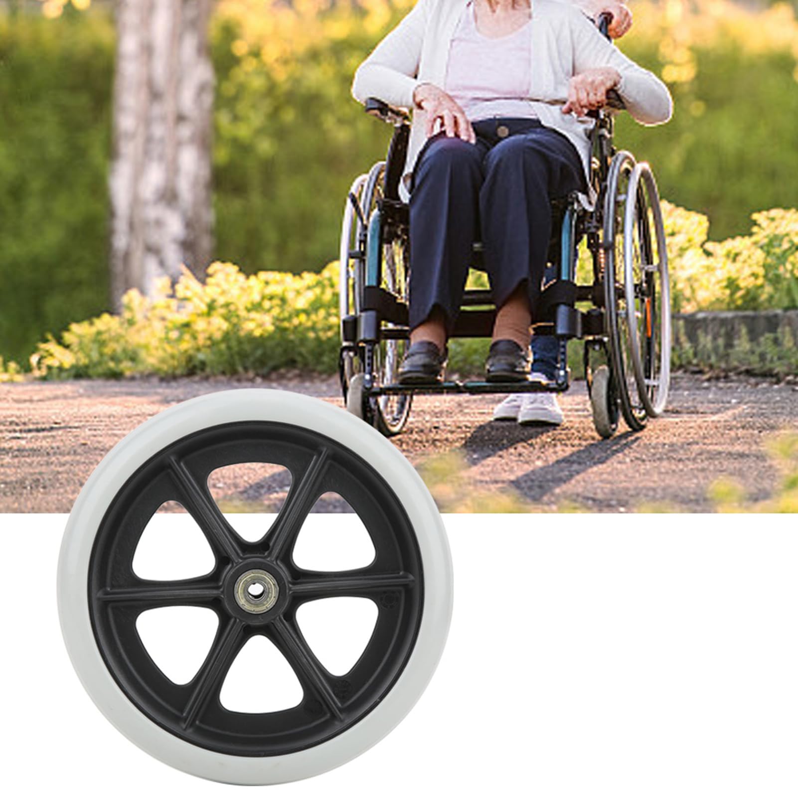 8 Inch Wheelchair Front Wheels TPR Wheels Accessory for Disabled Easy Installation Wear Resistant Suitable for Most Wheelchairs