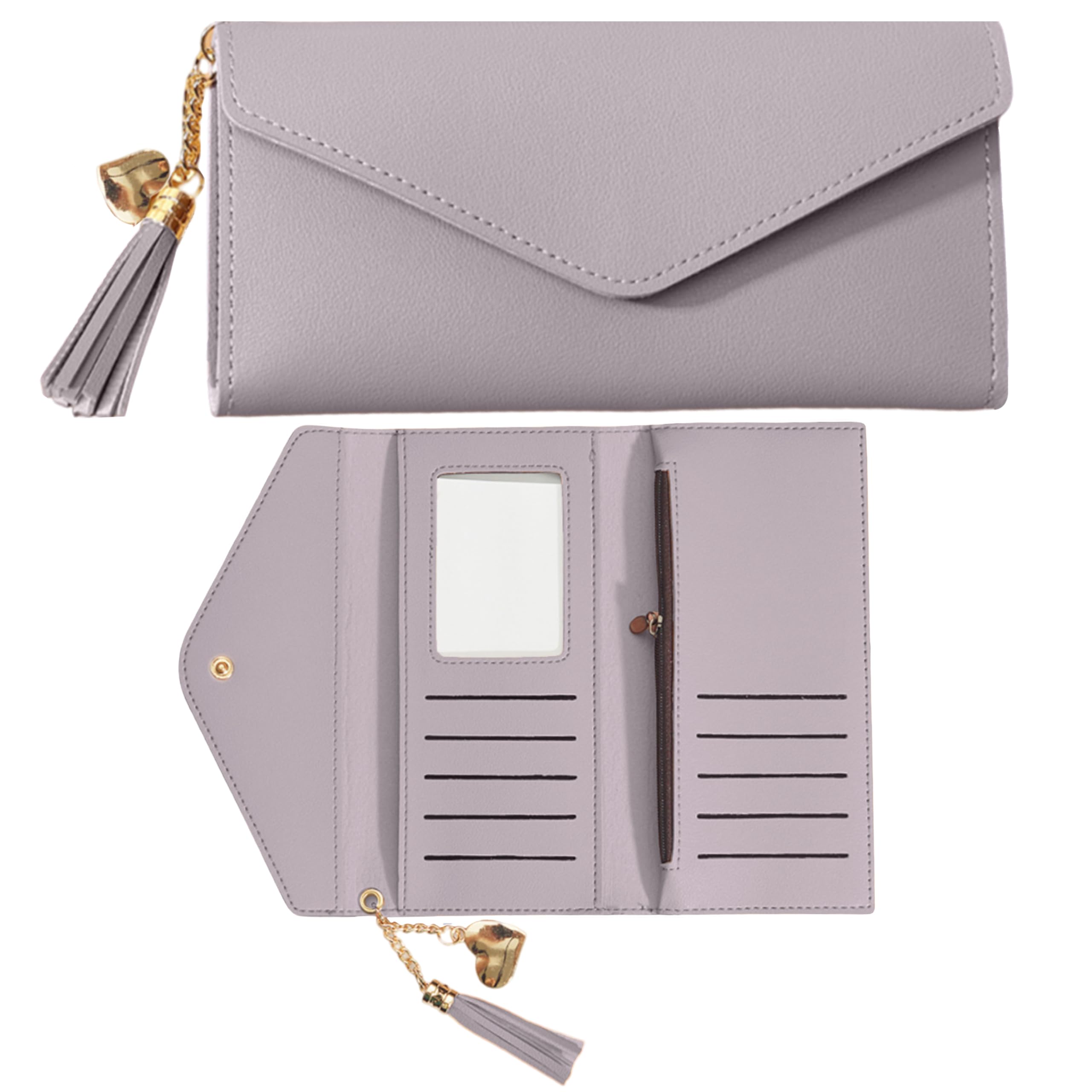 kraptick Women's Wallet -Stylish and Compact Purse Clutch Wallet for Women, Stylish Card Coin Holder, Debit Card Holder, Money Organizer and Travel Wallet with 13 Slots (Light Purple)-picture-55