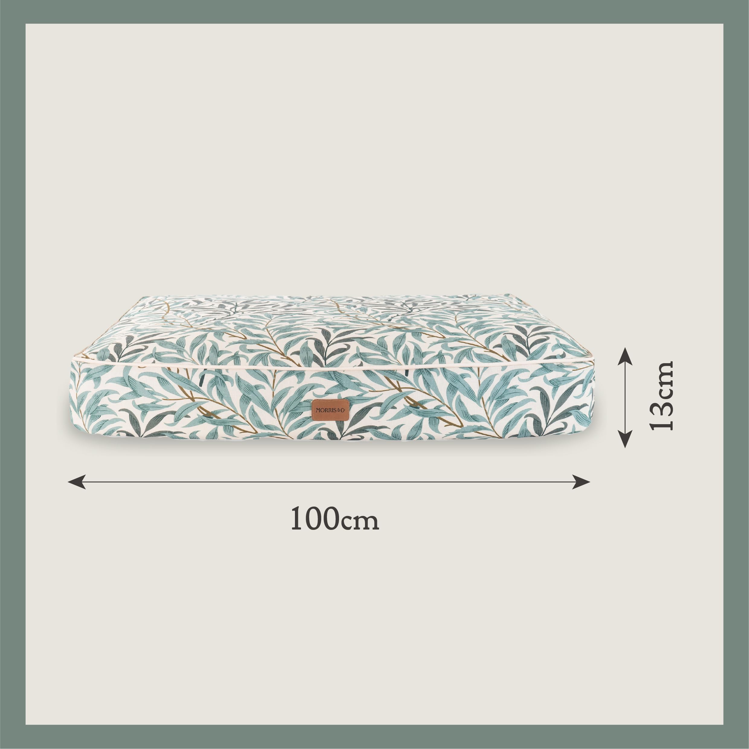 Rosewood x Morris & Co. Matelas en Osier pour Chiens de Grande Taille, Ivoire/Vert, rembourré, Base antidérapante, Lavable, imprimé William Morris de Luxe