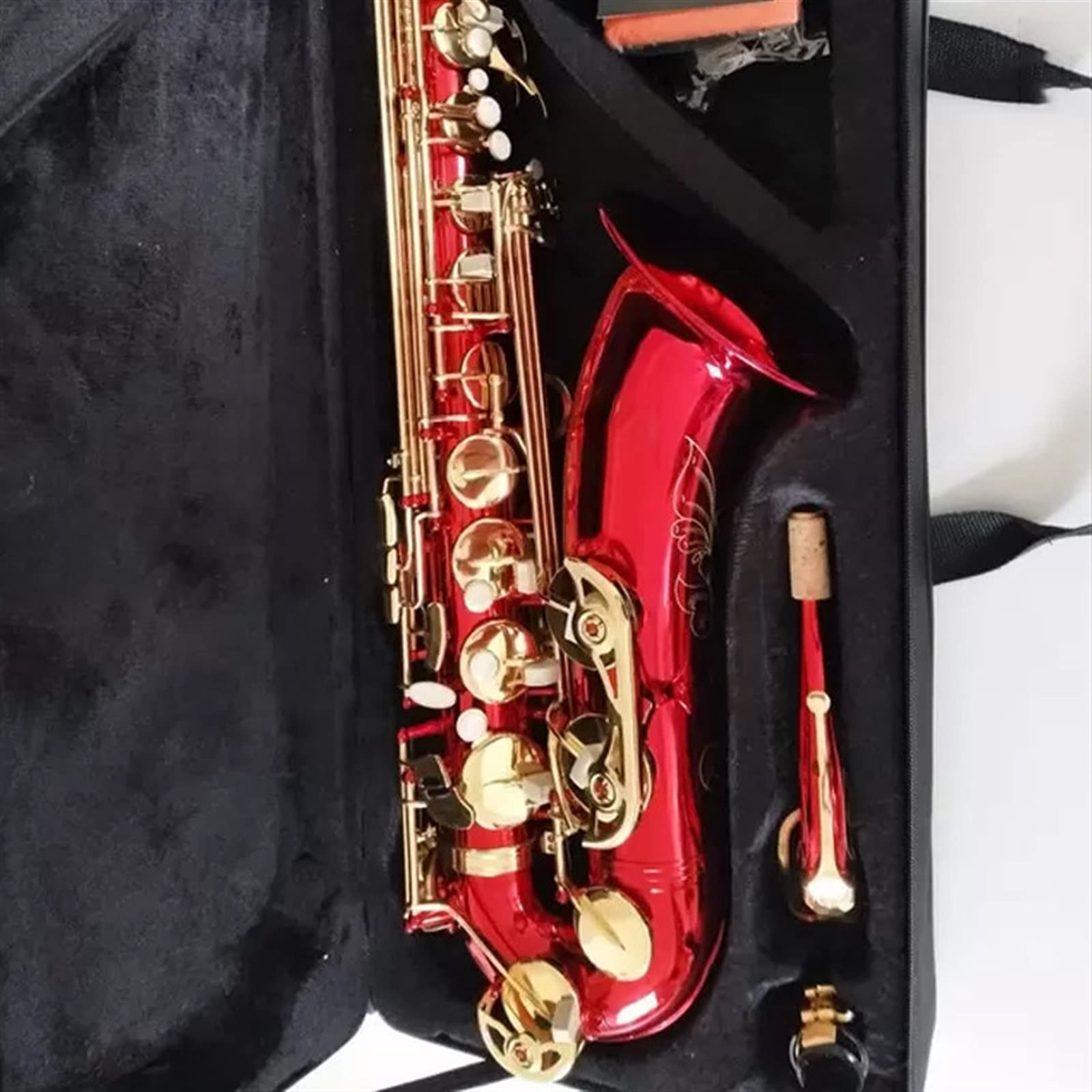 Saxofones Saxofón Tenor Profesional B-Key, Grabado En Latón, Patrón Chapado En Oro, Instrumento De Saxofón Tenor