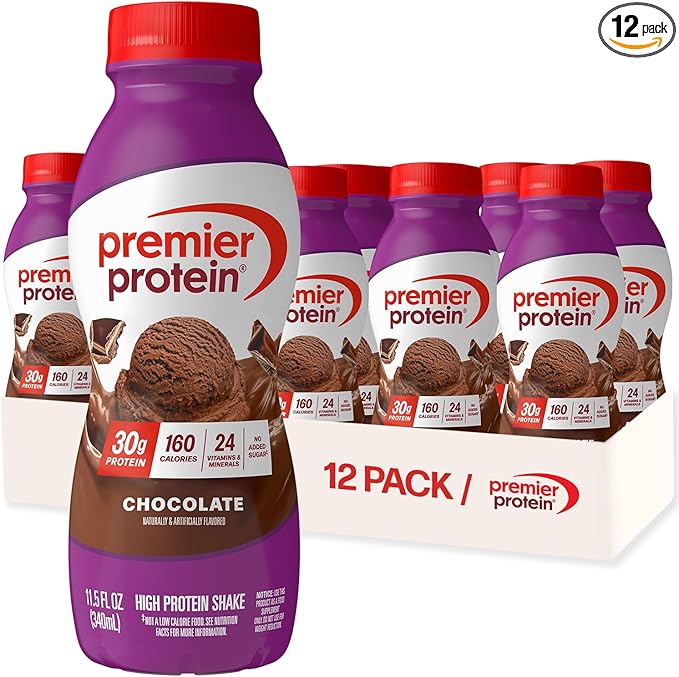 Premier Protein Shake, Chocolate, 30g Protein, No Added Sugar, 24 Vitamins & Minerals to Support Immune Health, 11.5 fl oz, 12 Pack (Packaging May Vary) - View 1