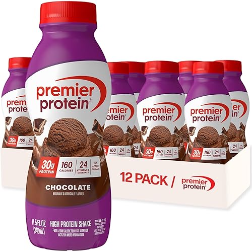 Premier Protein Shake, Chocolate, 30g Protein, No Added Sugar, 24 Vitamins & Minerals to Support Immune Health, 11.5 fl oz, 12 Pack (Packaging May Vary)