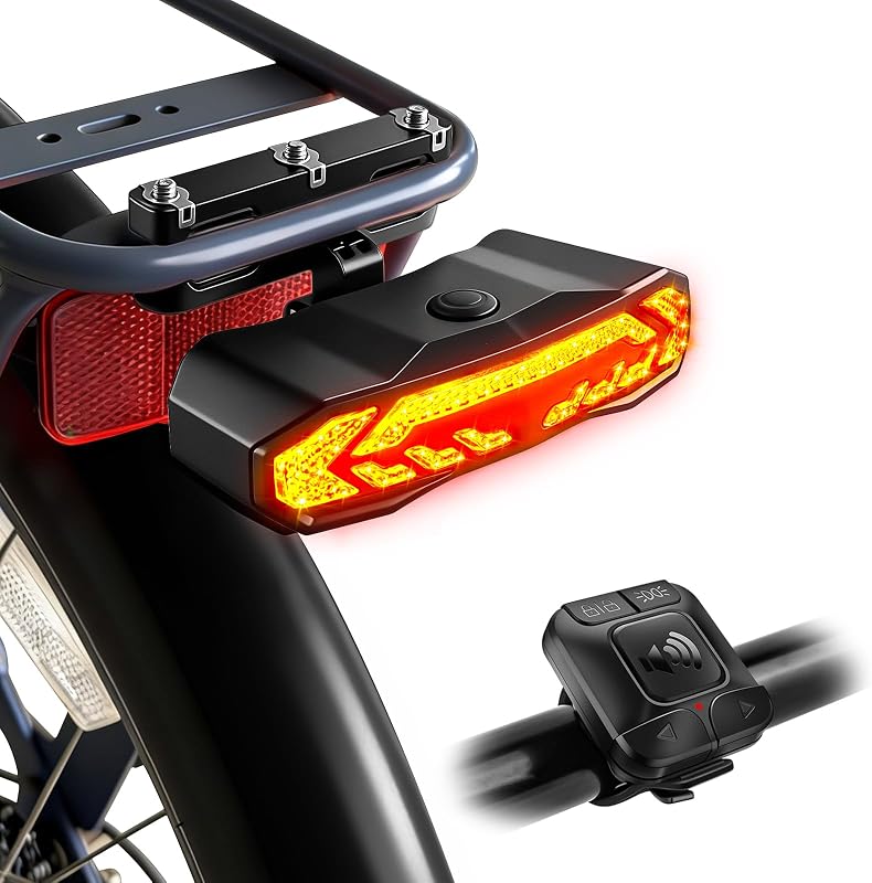 NineLeaf Bike Turn Signals, Turn Signal Kit for Ebike, Brake Light and Turn Signal for Bike, Auto On/Off Electric Bell Automatic Brake Light Remote Control Rear Light USB Rechargeable IP65 Waterproof
