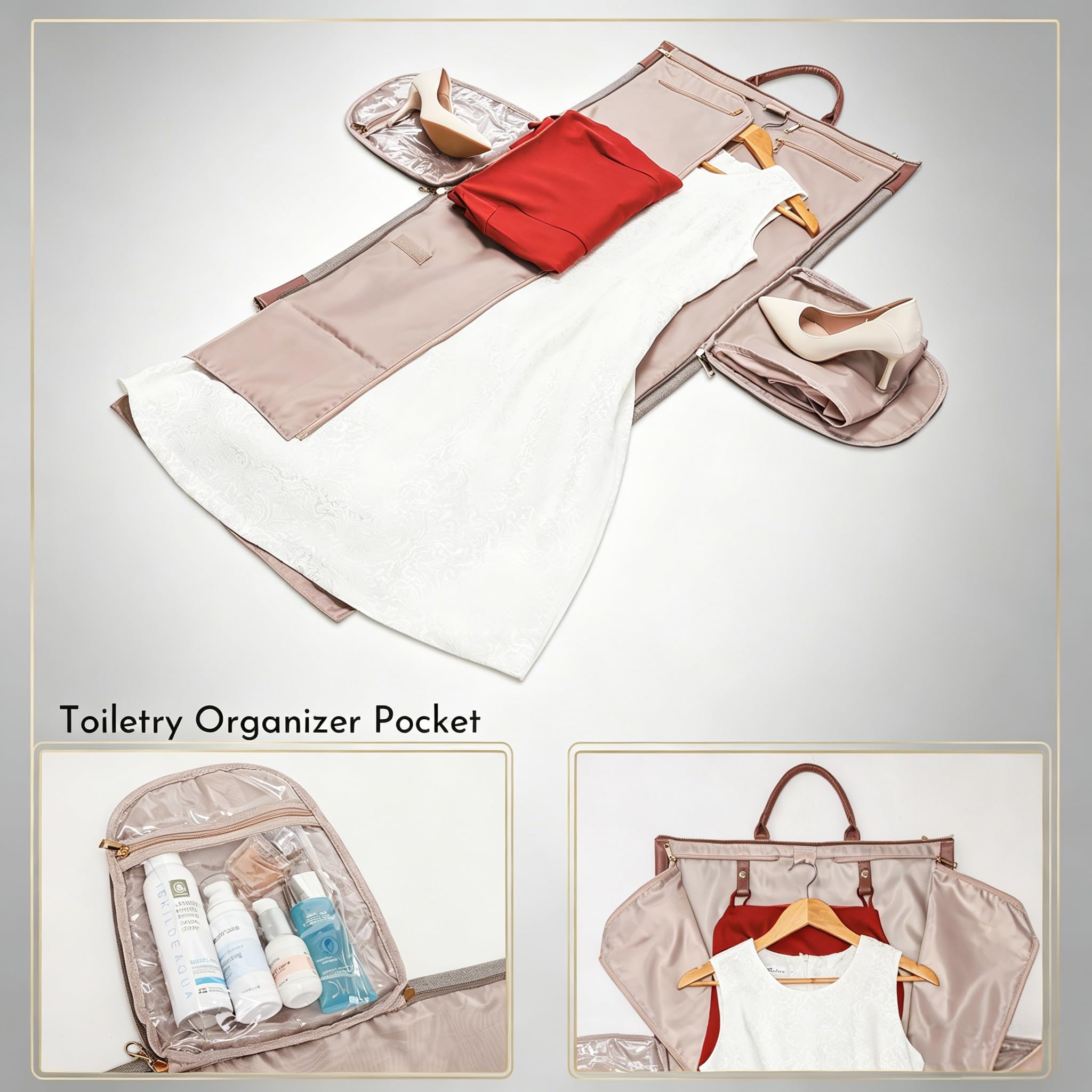 Convertible Garment Bags for Travel Women Men with Shoulder Strap, Modoker Carry on Garment Duffel Bag - 2 in 1 Hanging Suitcase Suit Travel Bags, Grey