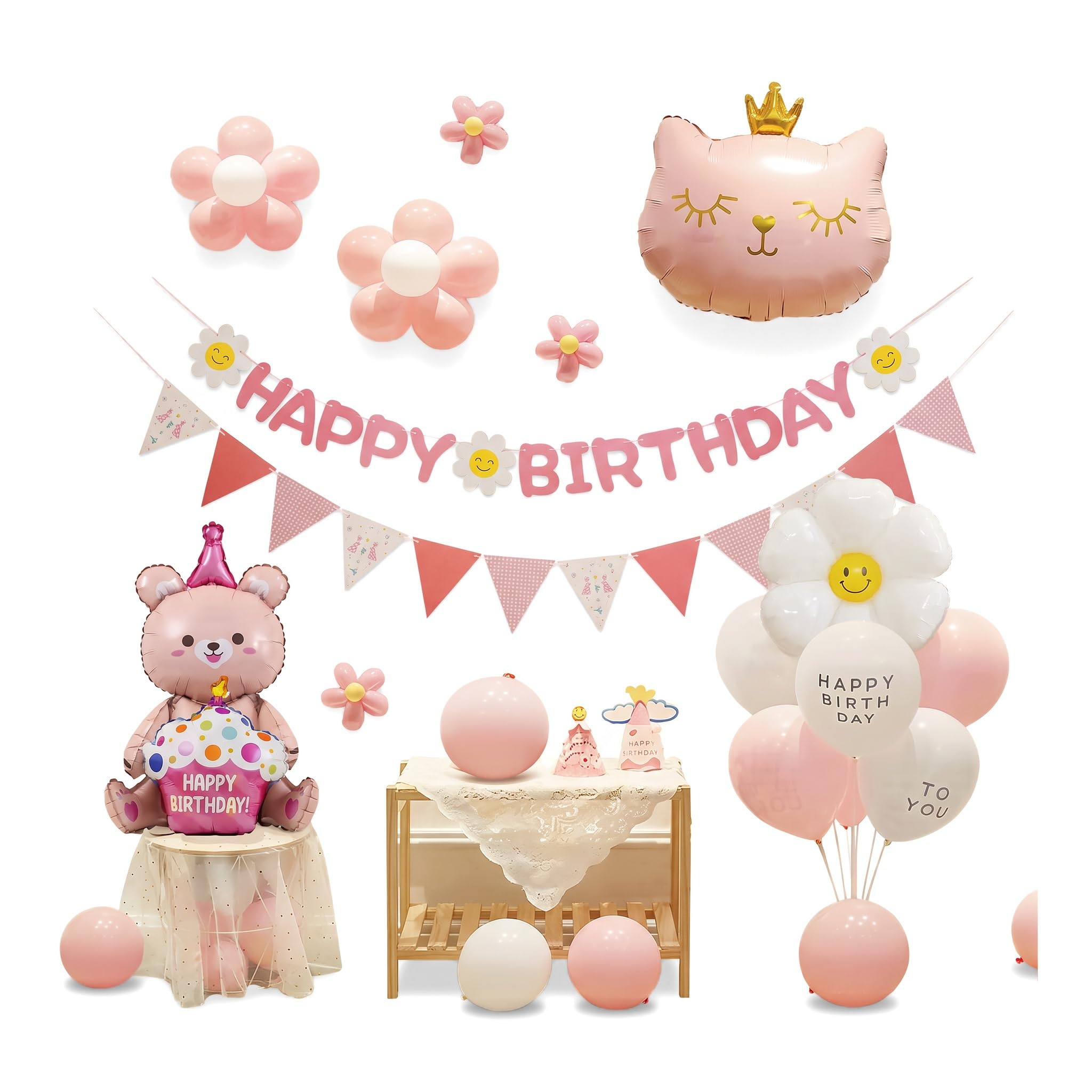39PCS Happy Birthday Banner, Birthday Decorations Bunting for Celebration