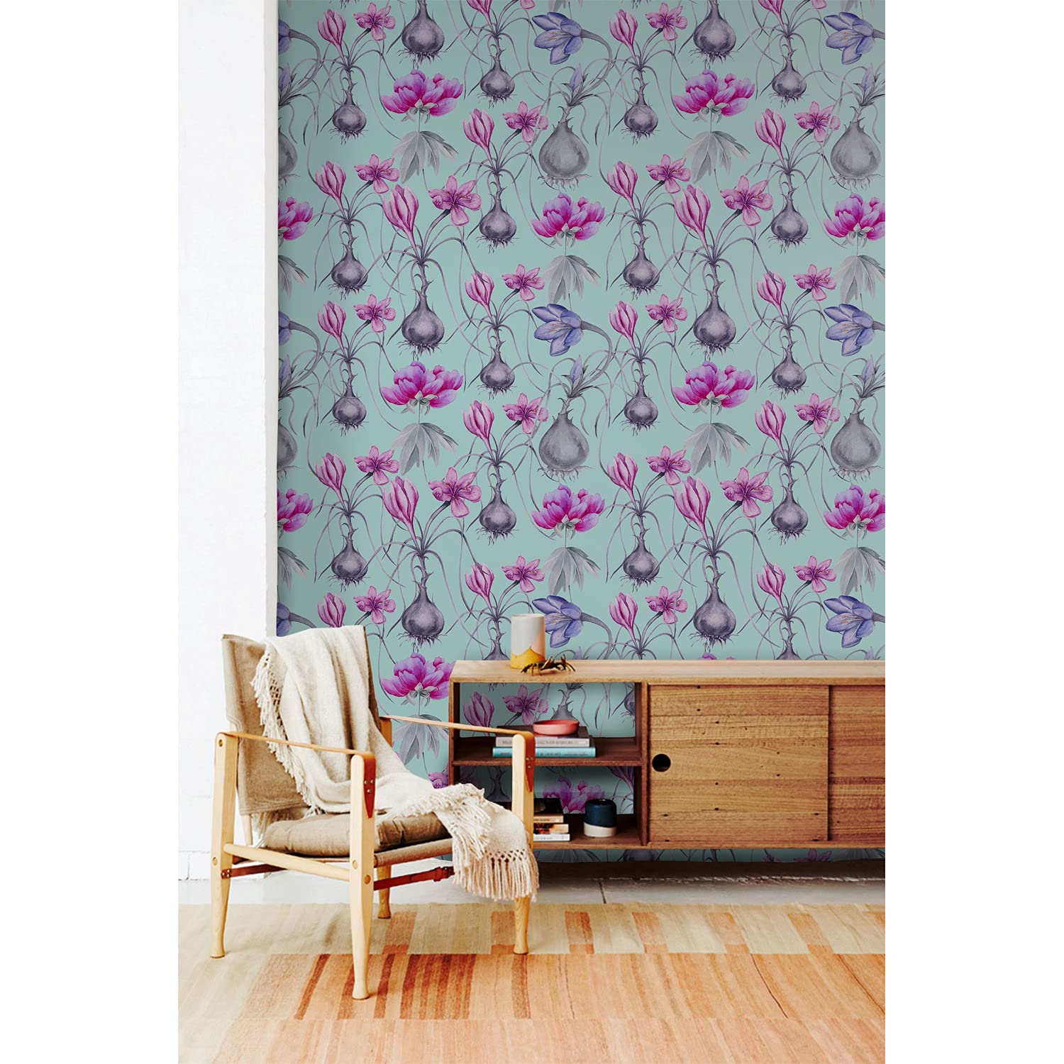 Stickers muraux crocus violet pour salon et chambre : papier peint 360x250 cm moderne