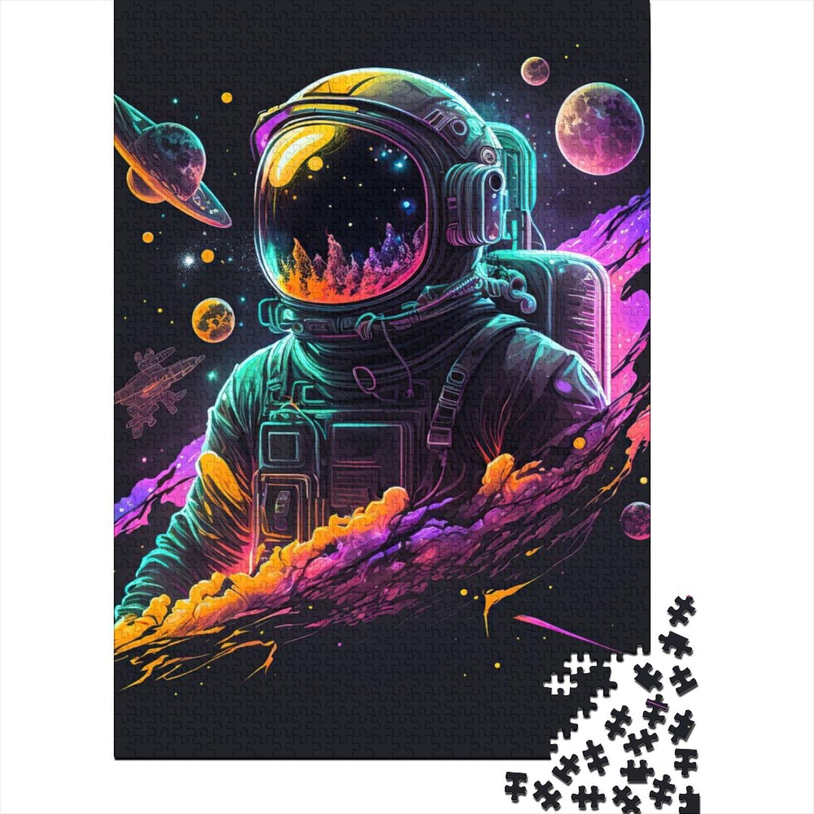 1000 Pieces Neon Astronaut Square Puzzle for Adults for Adults, Wooden Puzzles for Adults And 1000pcs (75x50cm)