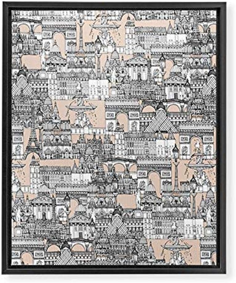 Deny Designs Shanon Turner Paris Toile Sugar Black Framed Art Canvas, 8" x 10", Pink
