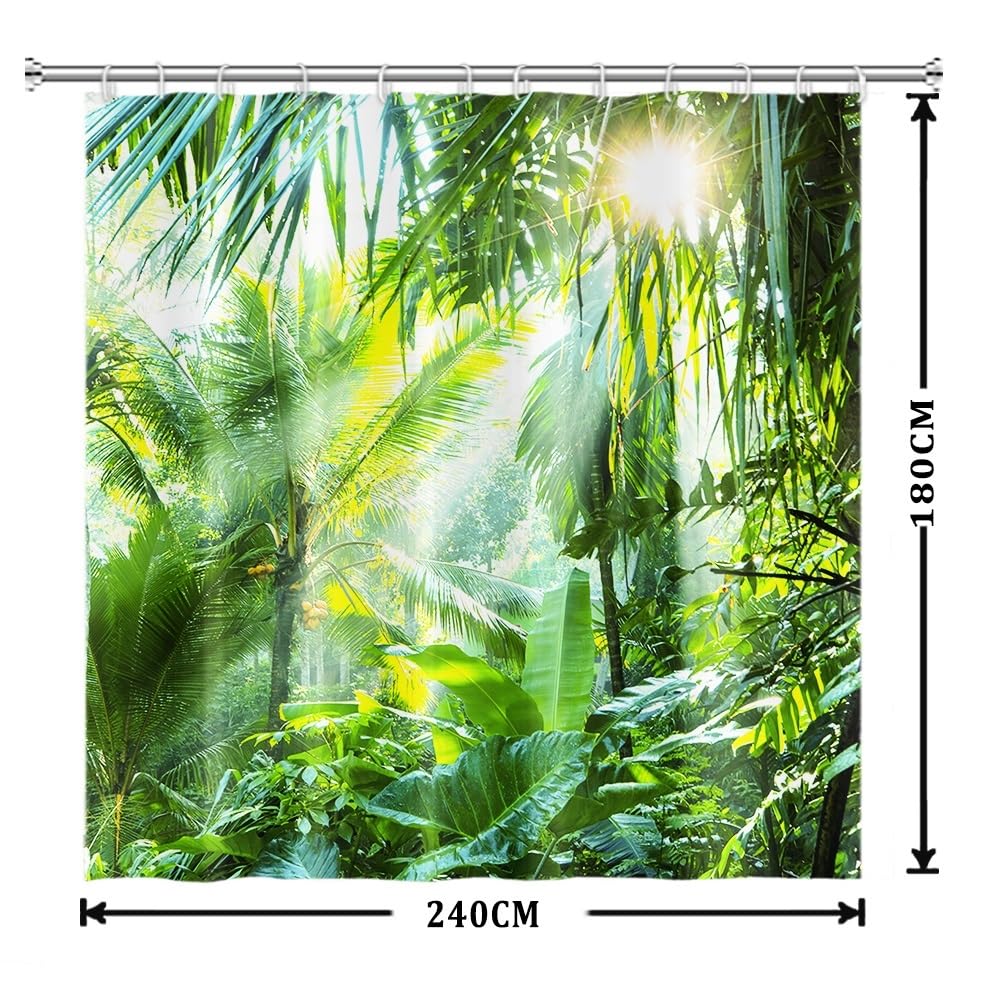 Uiiooazy Cortina de Ducha de Hoja Eucalipto, Cortinas de Ducha Verde Oro Abstracto Planta Cortinas de Baño Antimoho Impermeable Lavable Tejido de Poliéster Cortina Ducha con Ganchos 90x180cm — view 146