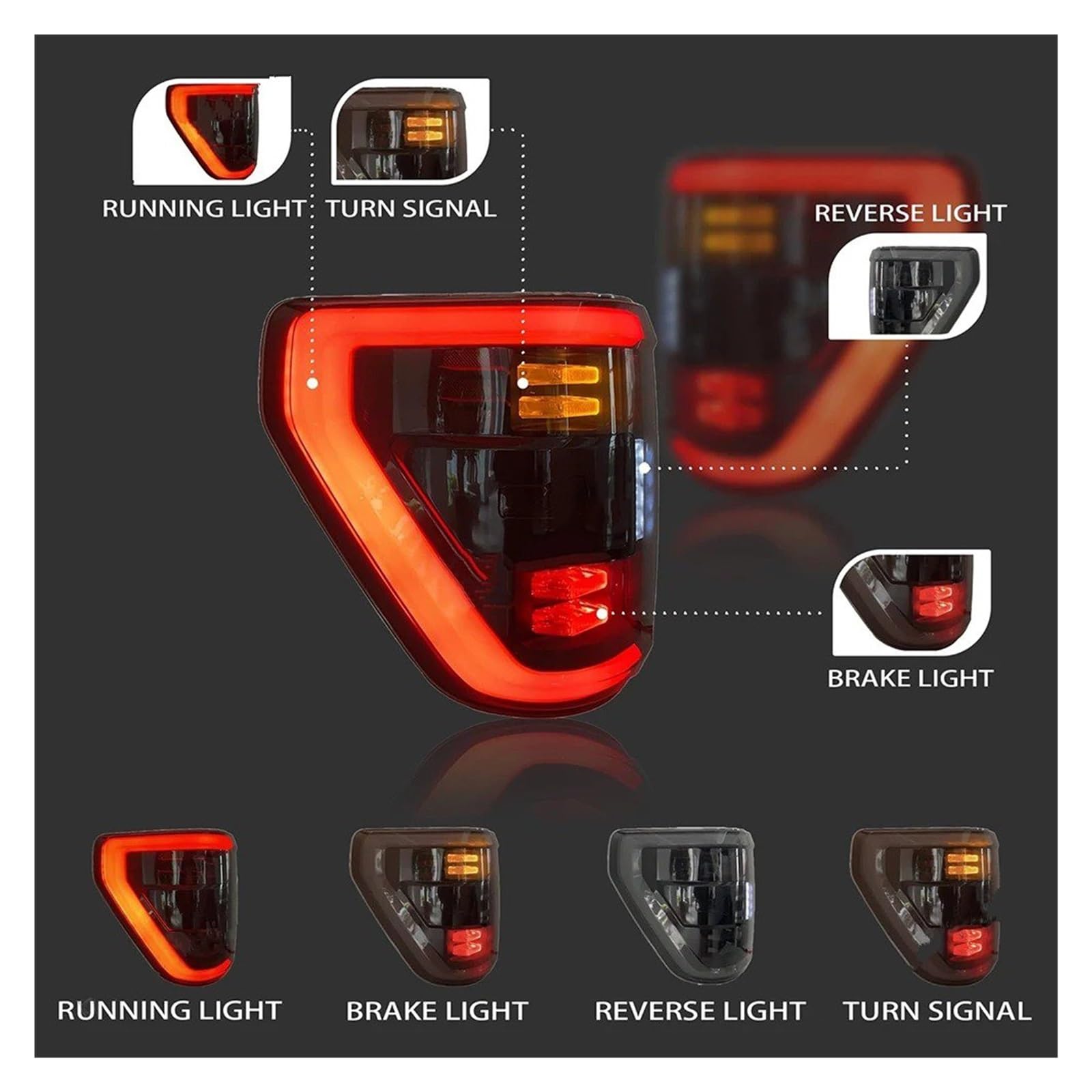Luci di stop posteriori a LED rosse per fanali posteriori, fendinebbia, indicatori di direzione dinamici, gruppi ottici posteriori per auto.