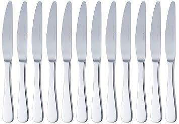amazon basics Cutlery Stainless Steel Dinner Knives with Round Edge, Pack of 12
