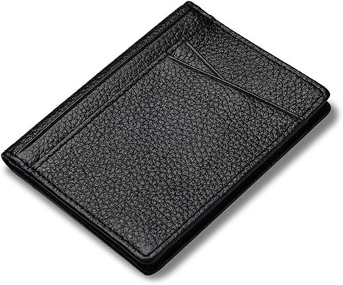 Miniatura 3 de Dorras Cartera delgada plegable de cuero minimalista con bolsillo frontal, tarjetero con ventana de identificación, Negro -, Minimalista