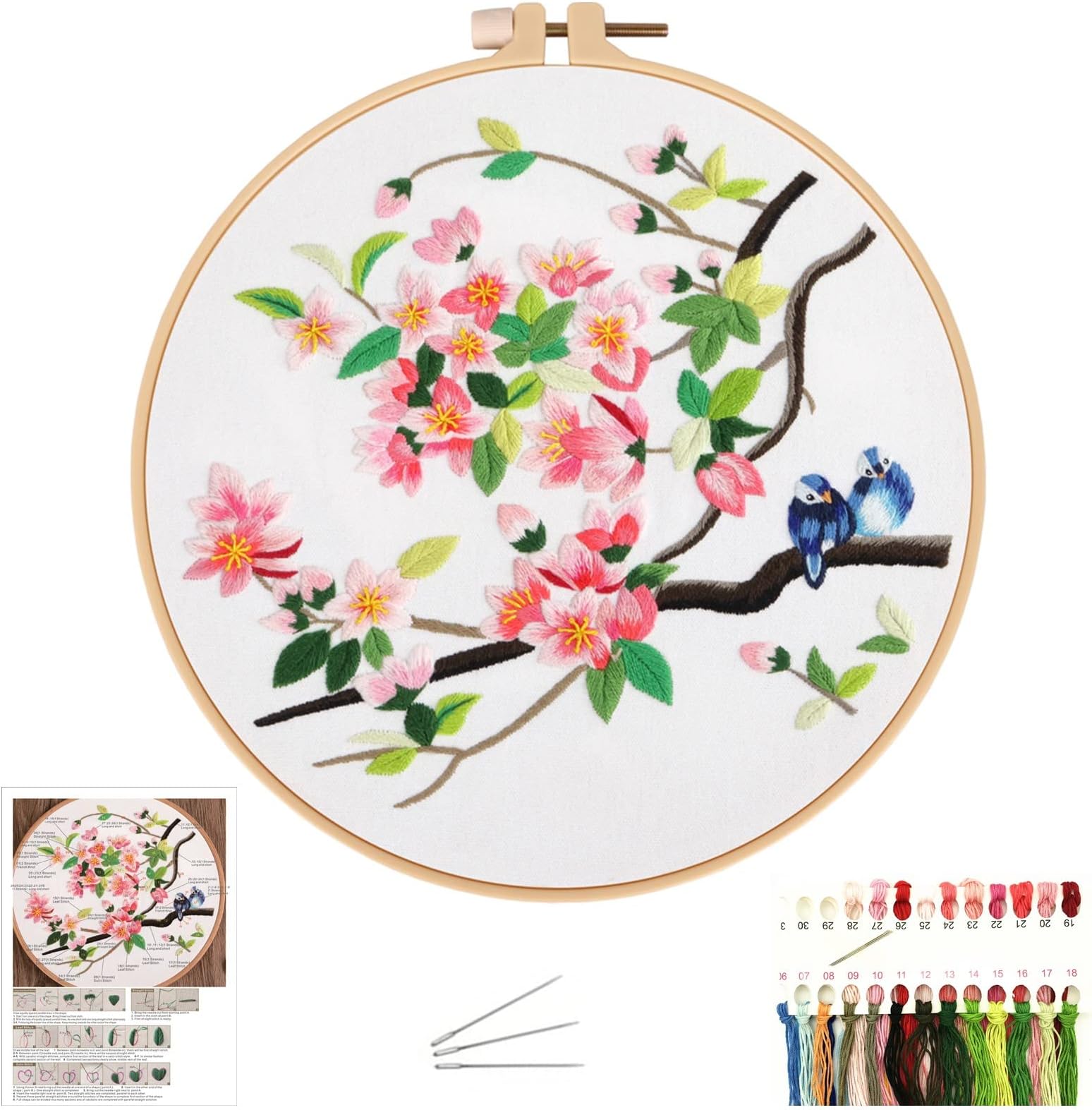 – NASHRIO Needlepoint Kit for Adults, Embroidery Starter Kit with Pattern and Instructions, Cross Stitch Kit With Embroidery Cloth, Plastic Embroidery Hoop, Color Threads and Needles, Home Decor, Gifts.