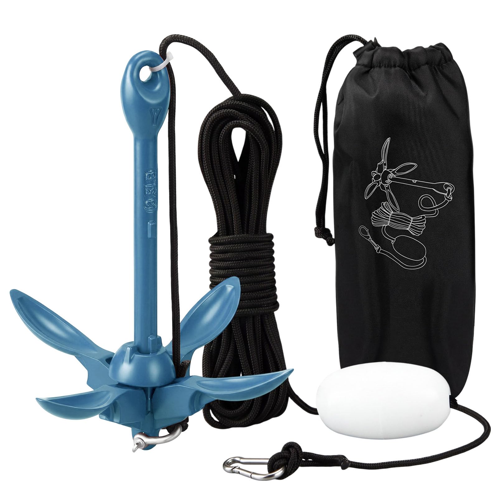 MorningRo Folding Grapnel Anchor Kit, Kayak 40ft Rope