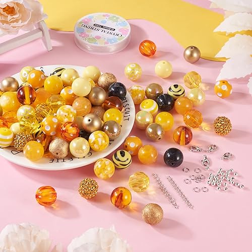 Vista 7 de Cheriswelry Juego de 240 cuentas de goma de mascar gruesas de 0.78 pulgadas con cuentas de resina acrílica, anillos de salto, cierres de langosta