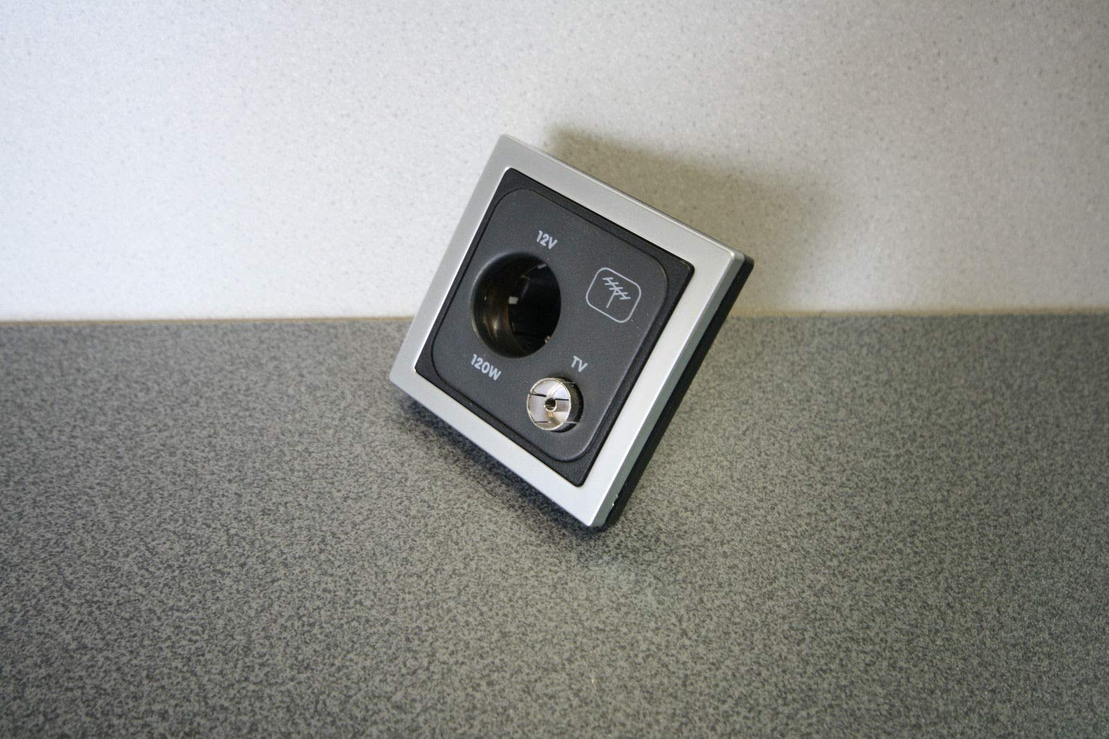 Clearcut - Square Chrome Single Surround - Support Frame - Sub Frames - 12v-TV Aerial Socket - Campervan and Motorhome