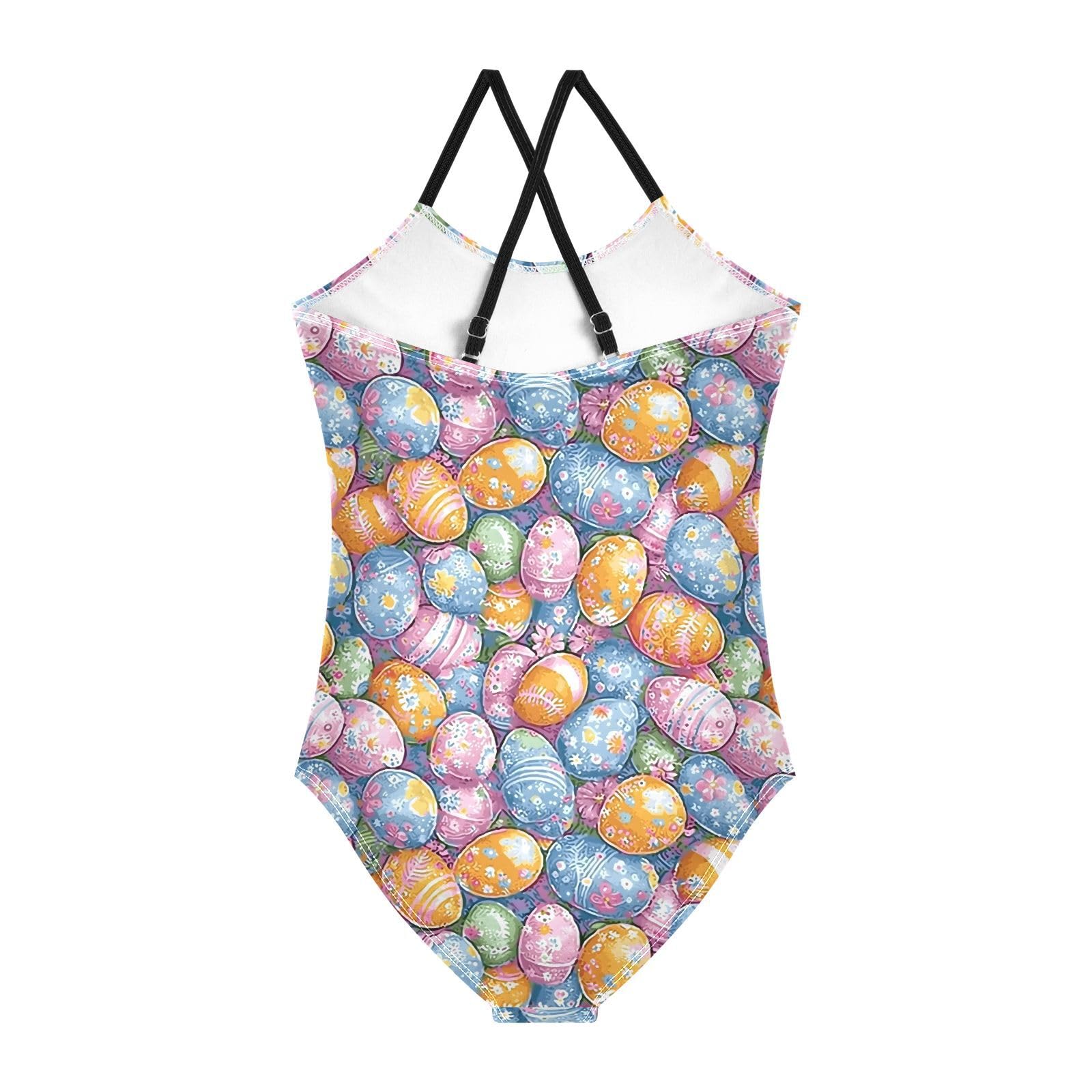 ALAZA Color Easter Egg Girls Swimsuit Bathing Suit Beach Swimwear One Piece 3T Multicolor