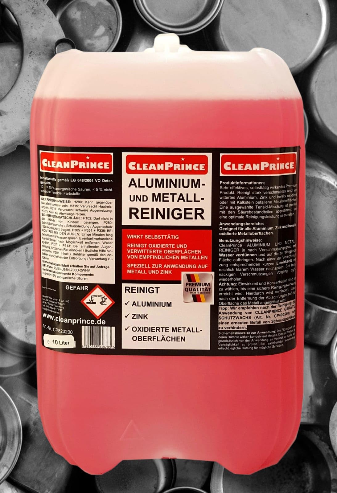 Środek do czyszczenia aluminium i metalu, 10 litrów, środek do czyszczenia powierzchni metalowych oksydowanych