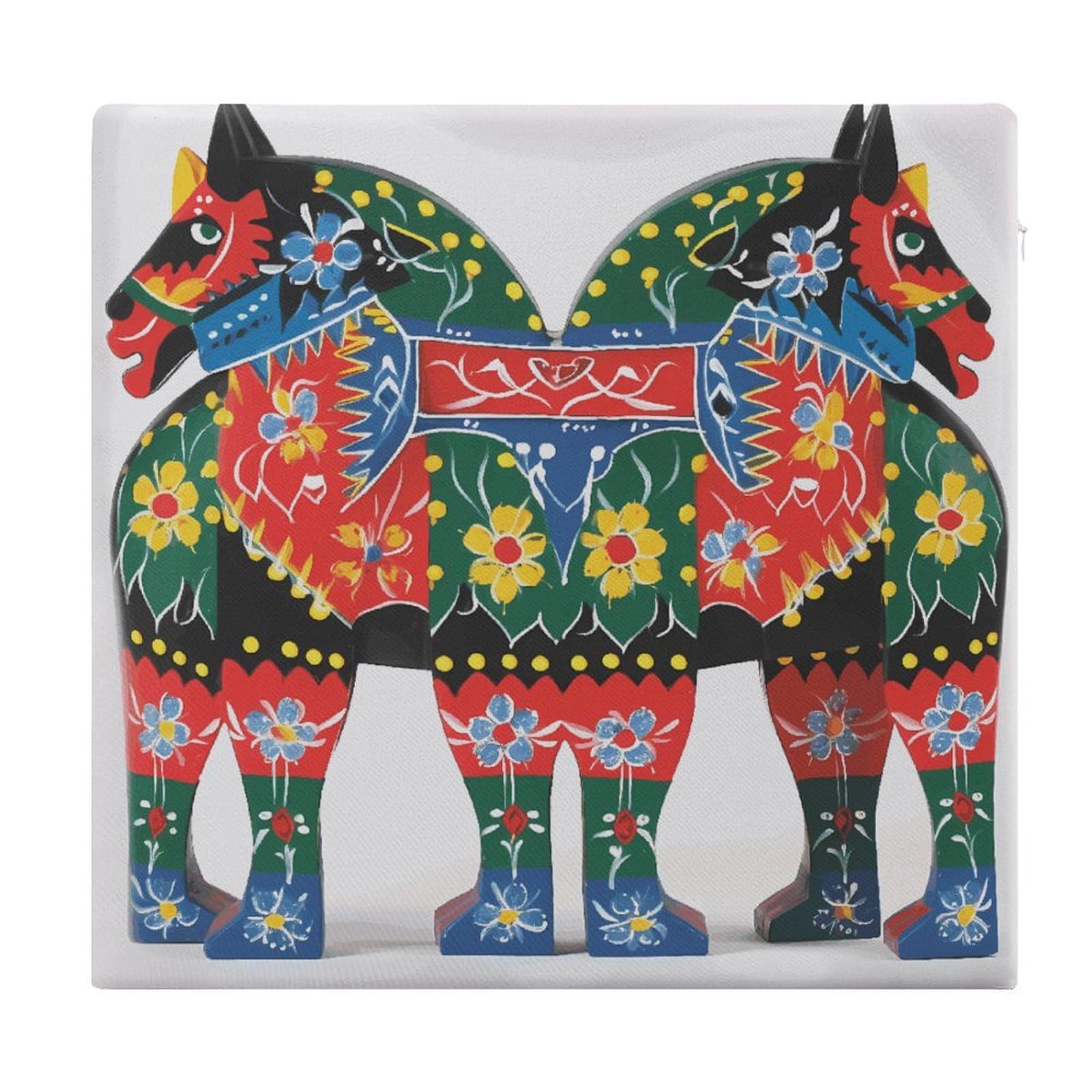 VstaDank Runner Swedish Dala Horse Folk Square Cushion Cute Memory Foam Seat Cushions15x13In Comfort Meditation Floor Pillow Removable Cover Soft Stool Cushion Pillow for Balcony Tatami