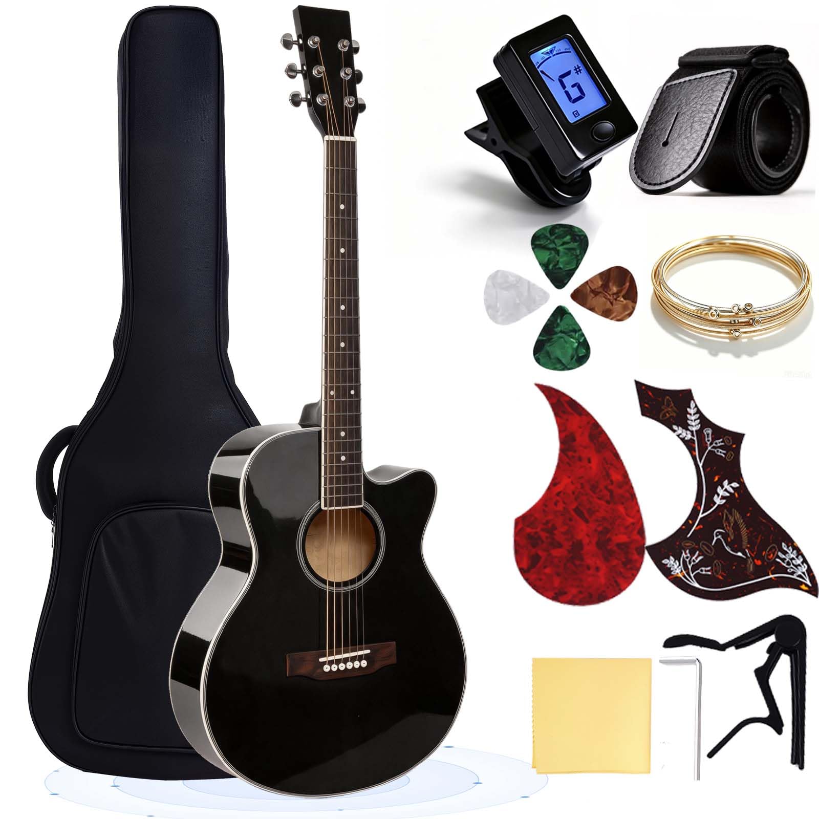 PTESAN 41 Cutaway Acoustic Guitar Bundle