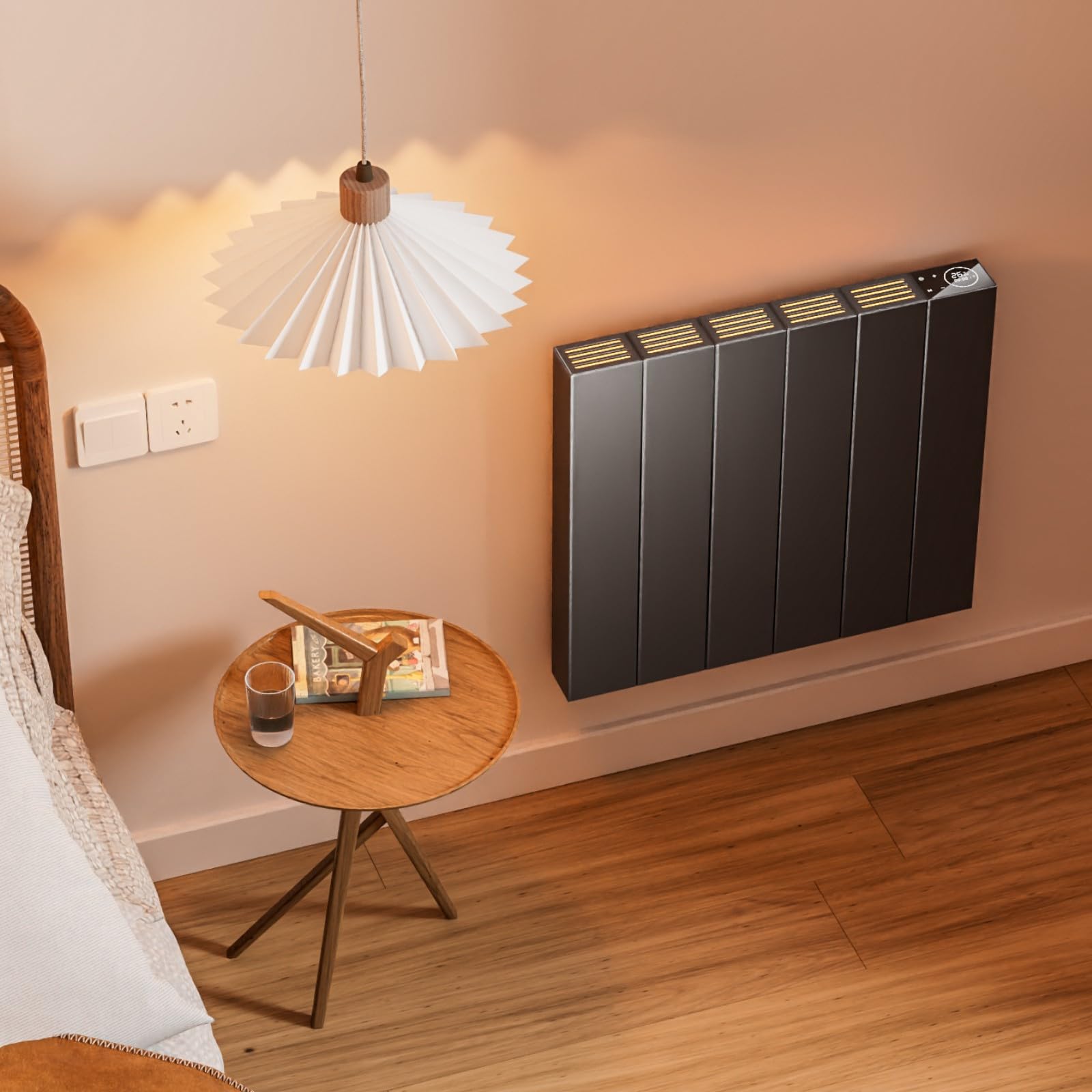 EMKE Calefacción eléctrica, convector eléctrico montado en pared o dispositivo de pie, radiador eléctrico APP función WiFi | pantalla LCD | temporizador programable | antracita | 1000 W