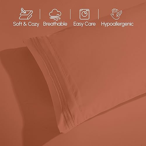 Vista 143 de Elegance Linen® - Juego de sábanas de 4 piezas, resistente a las arrugas, 1500 hilos, ultrasuaves, esquinas tipo bolsillos profundos de hasta 16