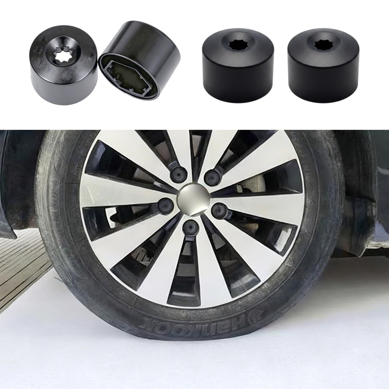 20 sztuk 17 mm osłon na nakrętki kołowe z narzędziem do usuwania - Uniwersalne osłony śrubowe na felgi samochodowe - Kompatybilne z VW, Audi i większością pojazdów - Ochrona przed kradzieżą i stylowy