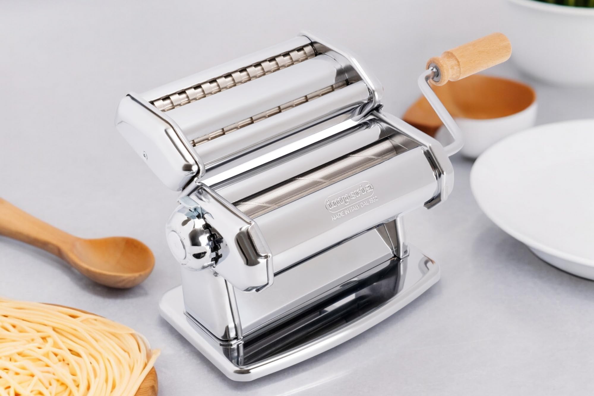 Imperia IPasta Ruvida Línea Clásica. Máquina para Pasta Rugosa. 100% Made in Italy. Máquina de Pasta Fresca áspera en Acero. Laminadora CREA láminas rugosas, lasagnette y Fettuccine.