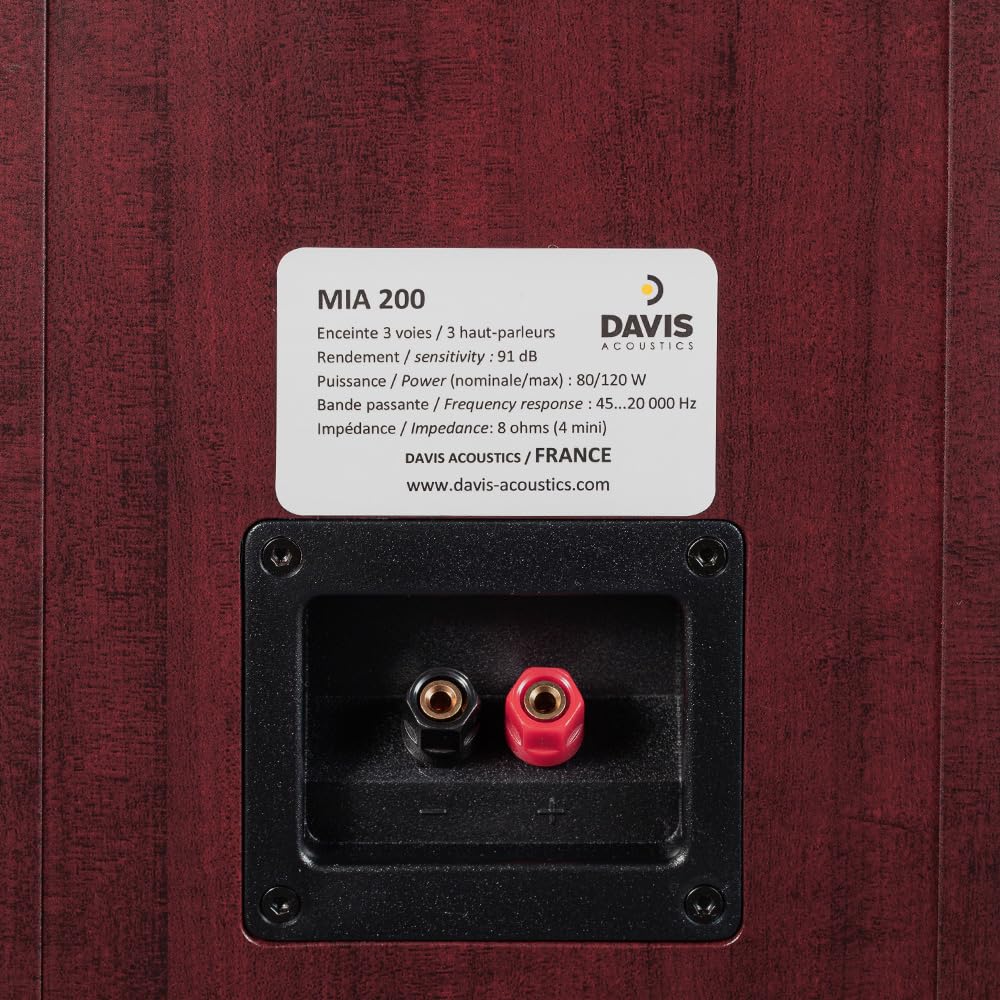 Davis Acoustics Mia 200 Acajou - Colonne 3 Voies/3 Haut-parleurs - Enceinte Vendue à la Paire